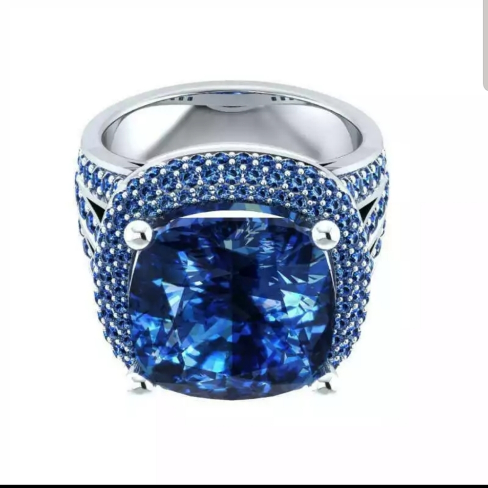 πNEW VINTAGE SAPPHIRE BLUE RING π - Picture 2 of 4